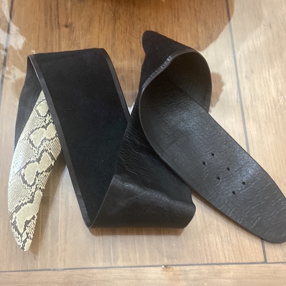 Snake Skin Python / Leather Belt Black Sz S/M main image 7